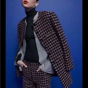 Authentic St John black/red/white blazer jacket in cotton wool blend❤️❤️